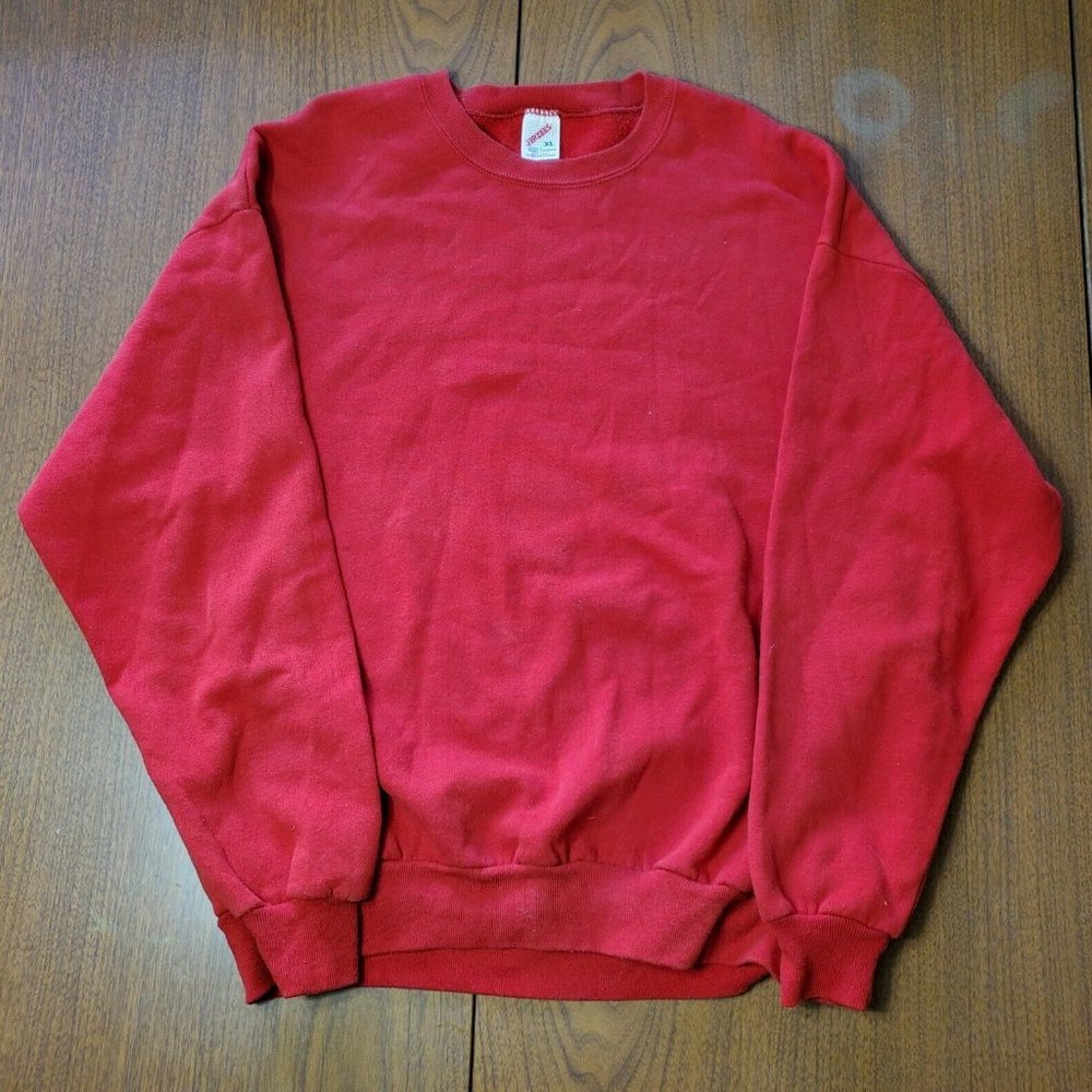 Vintage 90s Jerzees Red Blank Sweatshirt Size XL
